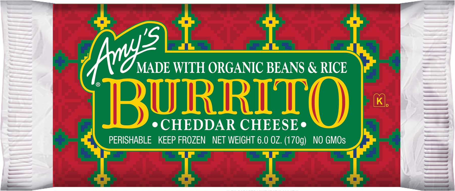 Amy's Cheddar Cheese, Bean, and Rice Burrito Case FoodServiceDirect