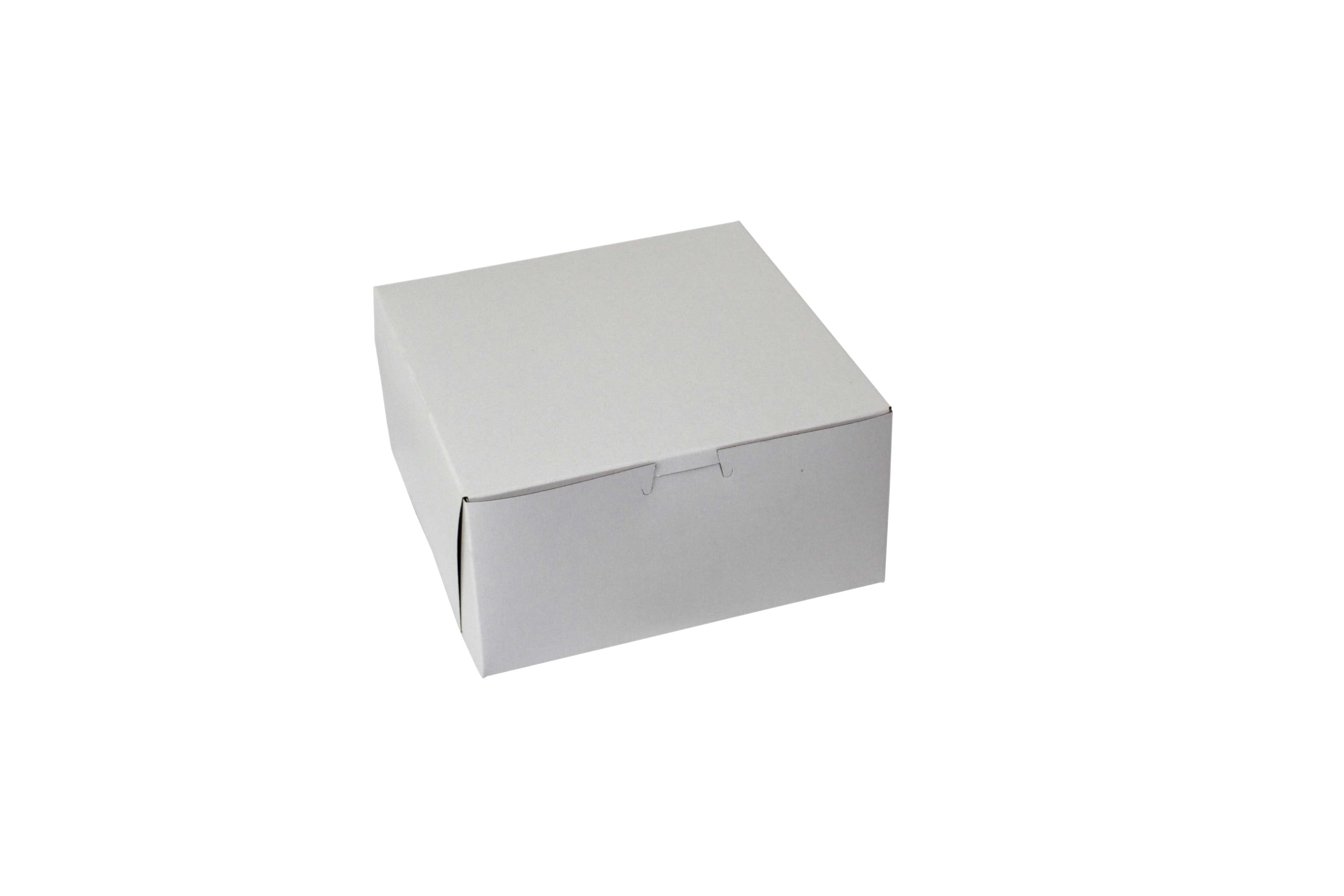 Boxit Lock Corner One Piece White Bakery Box, 8 x 8 x 3 inch - 250 per case.