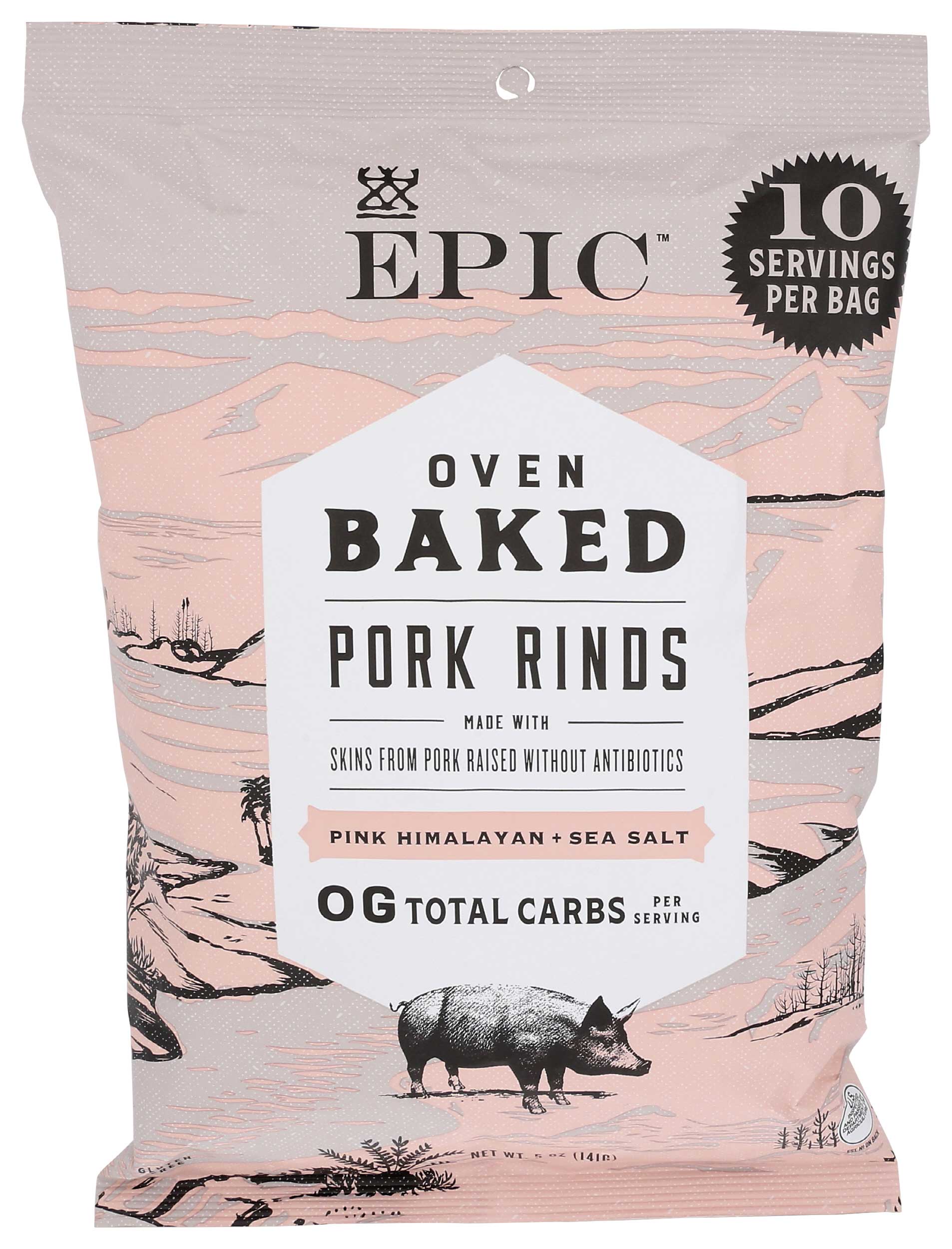 Epic Pink Himalayan and Sea Salt Baked Pork Rind, 5 Ounce 3 per case